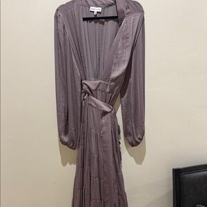 Aritzia Long-Sleeve Wrap Maxi Dress in Mauve